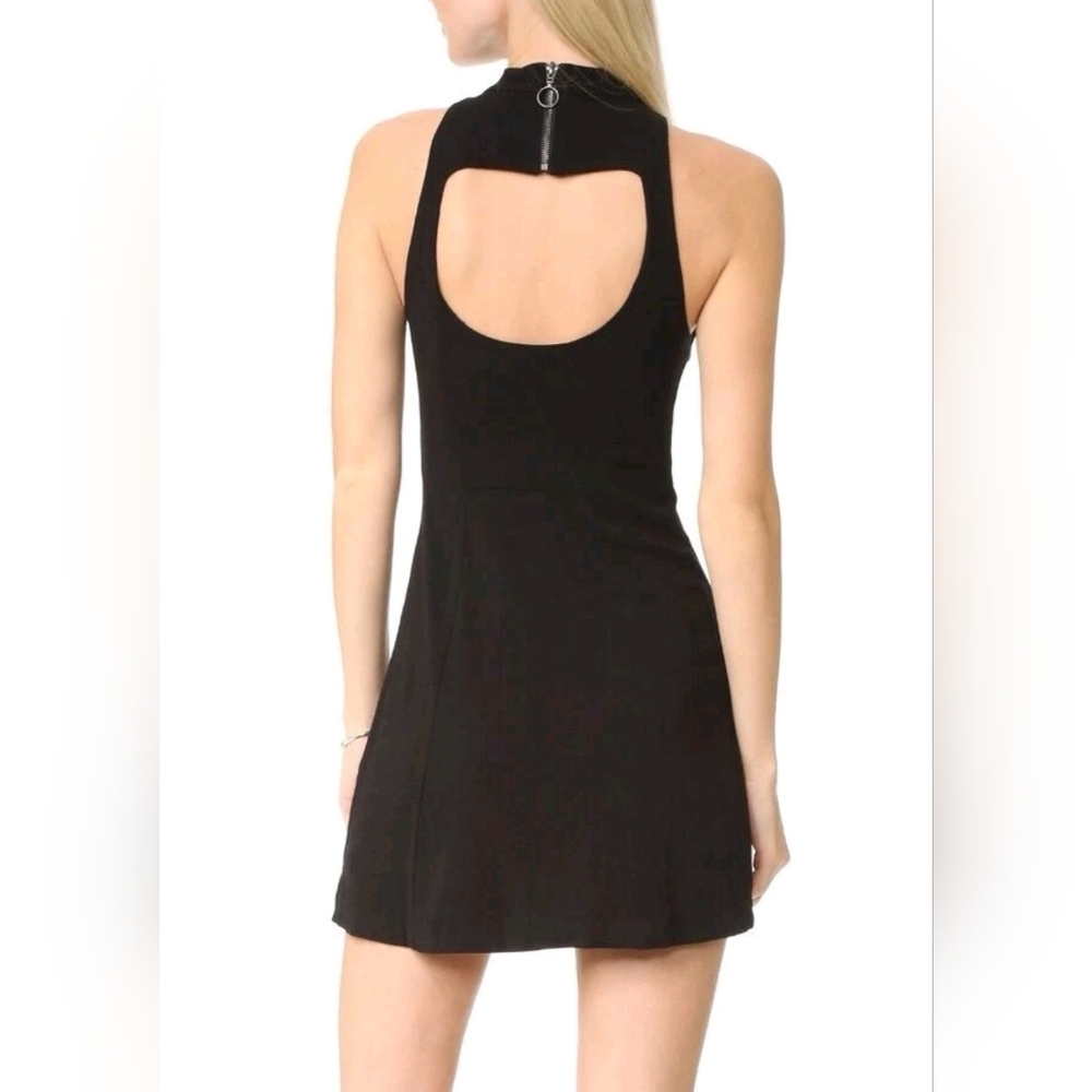 Free People Black Sleeveless High-Neck Open Back Kat Bodycon Dress - X-small
